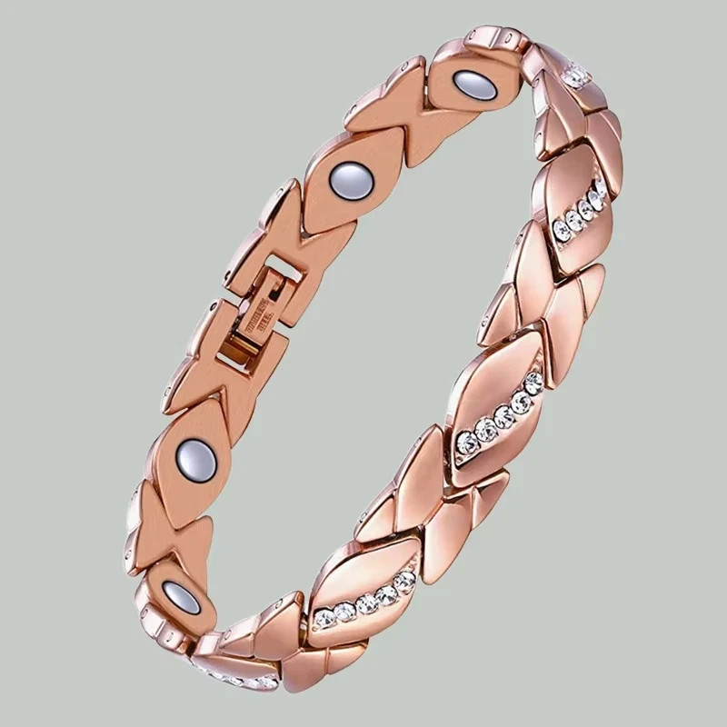 Women’s Magnetic Copper Bracelet 3500 Gauss Magnets Adjustable Sparkling Bangle