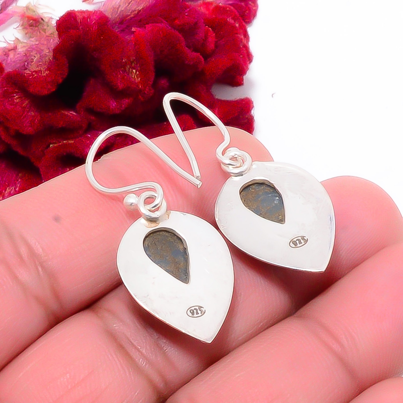 Black Titanium Agate Drusy 925 Sterling Silver Earring 1.44″ Sk14 Christmas Gift