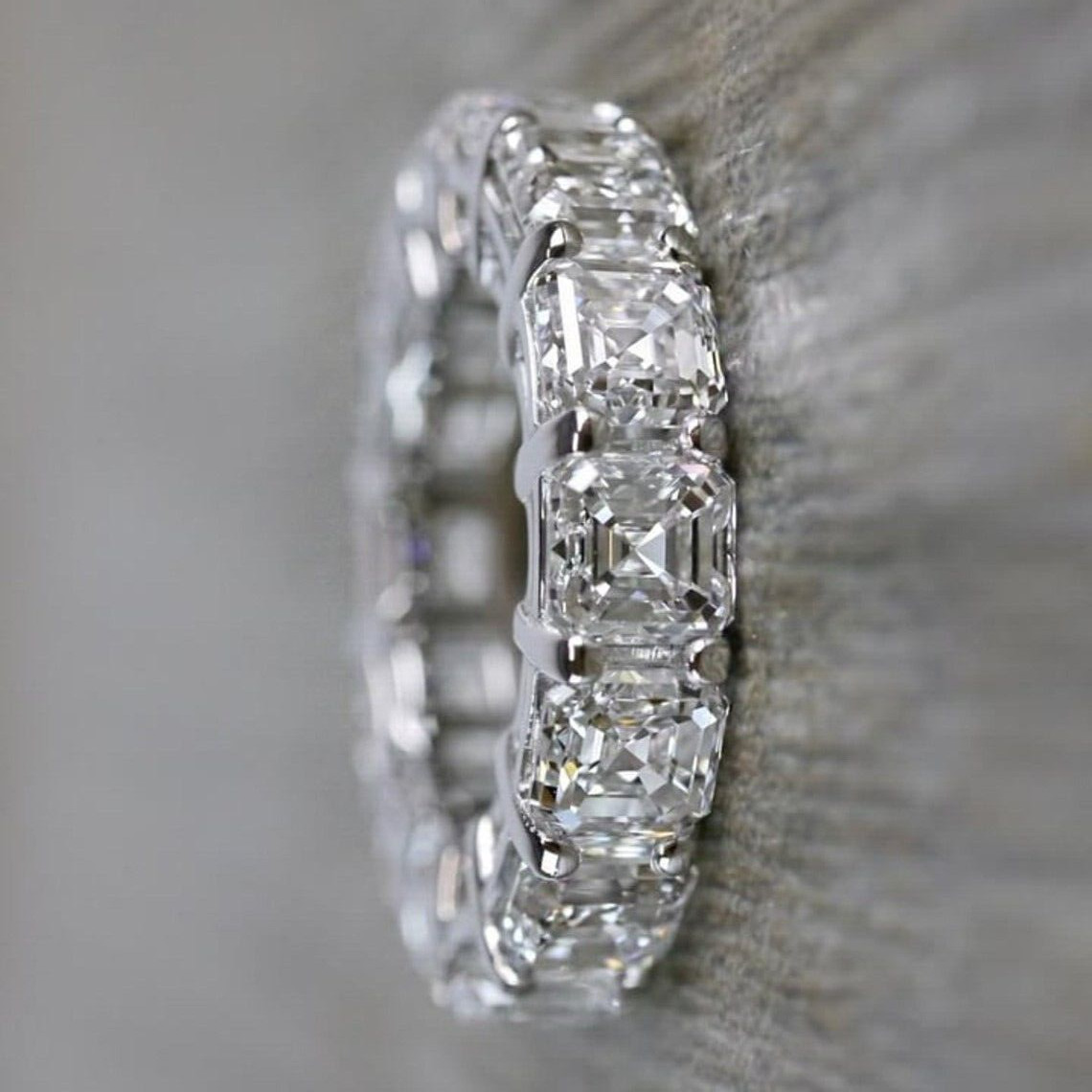 Women Eternity Band Ring 4ct Asscher Cut Sim VVS1/D Diamond 925 Sterling Silver