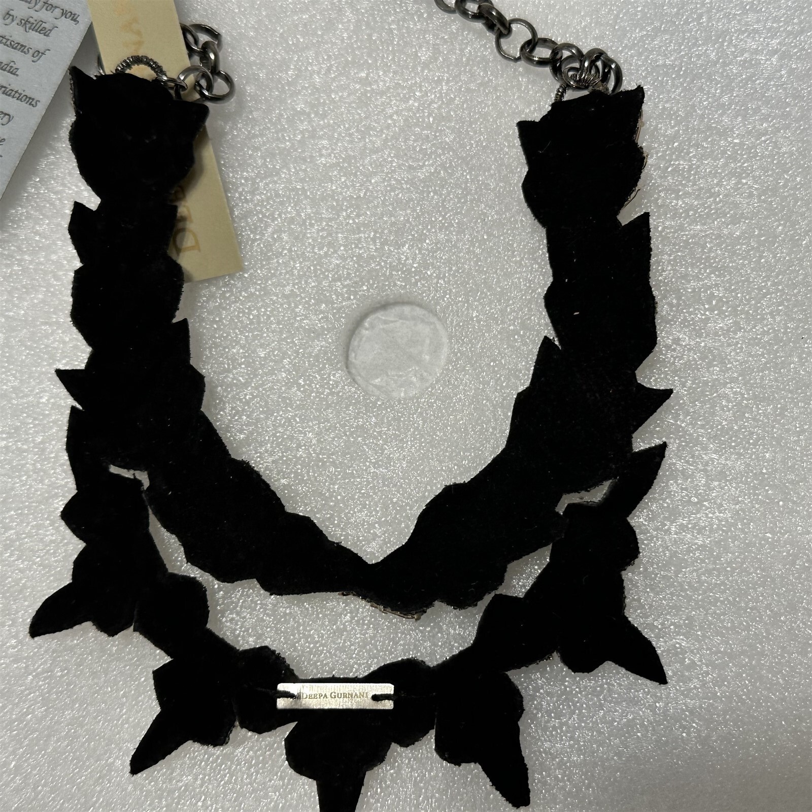 Deepa Gurnani Crystal & Suede Beaded Statement Necklace NEW Empress of Aria