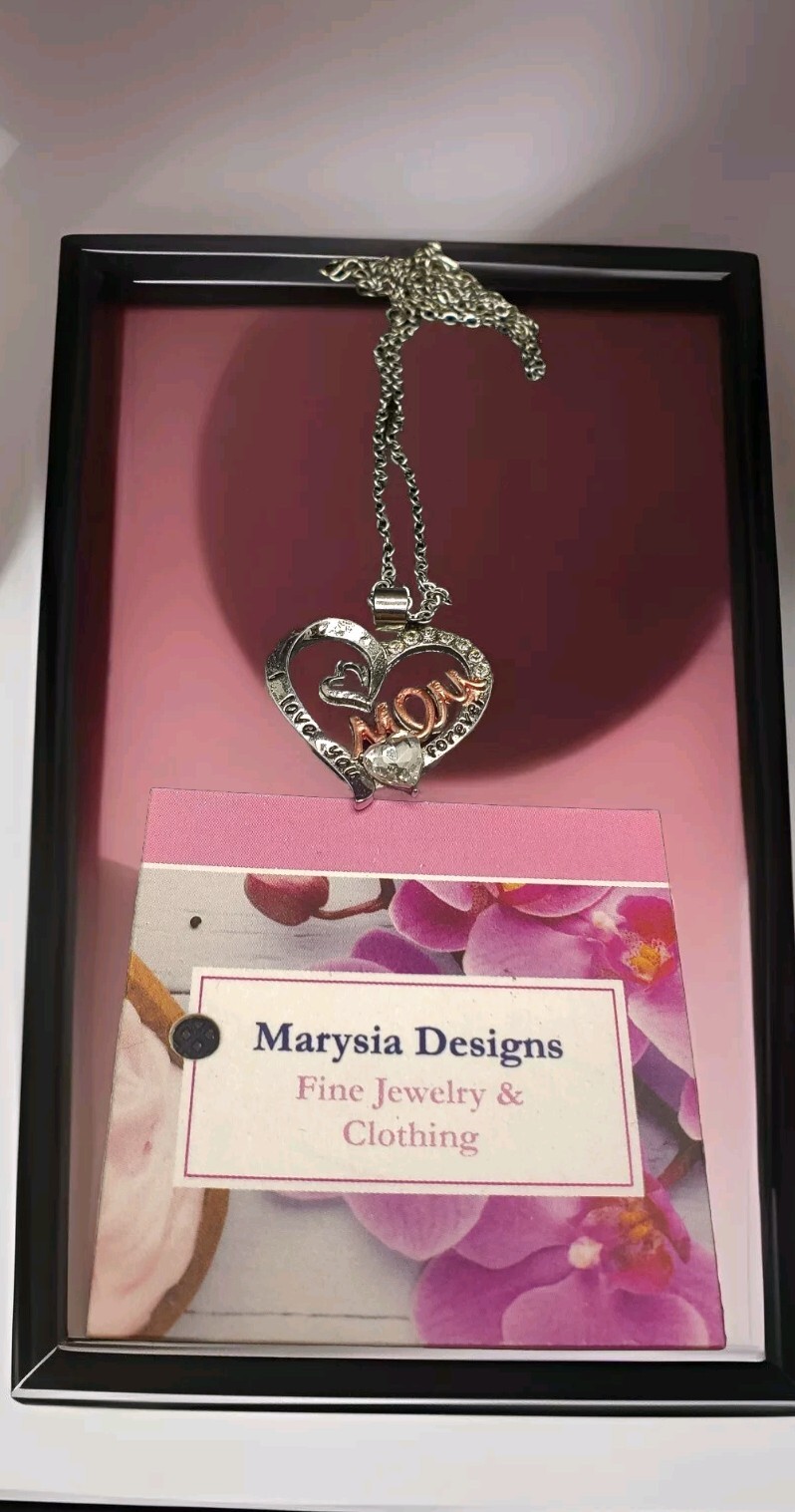 Mom I Love You Forever Gold Plated Engraved Heart Pendant Necklace Valentine’s