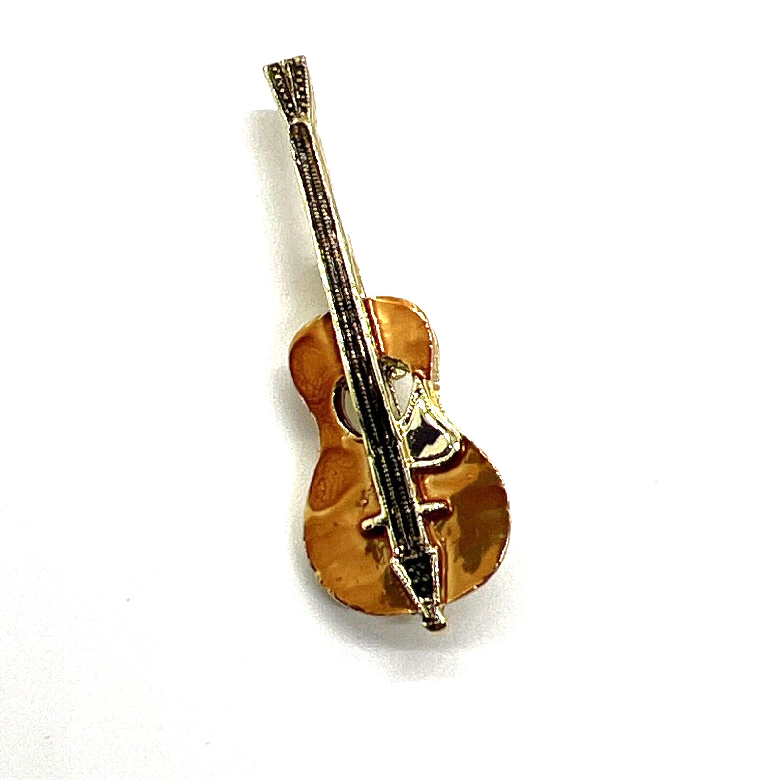 Enameled Violin / Guitar Brooch Pin – 1 3/4″ x 3/4″
