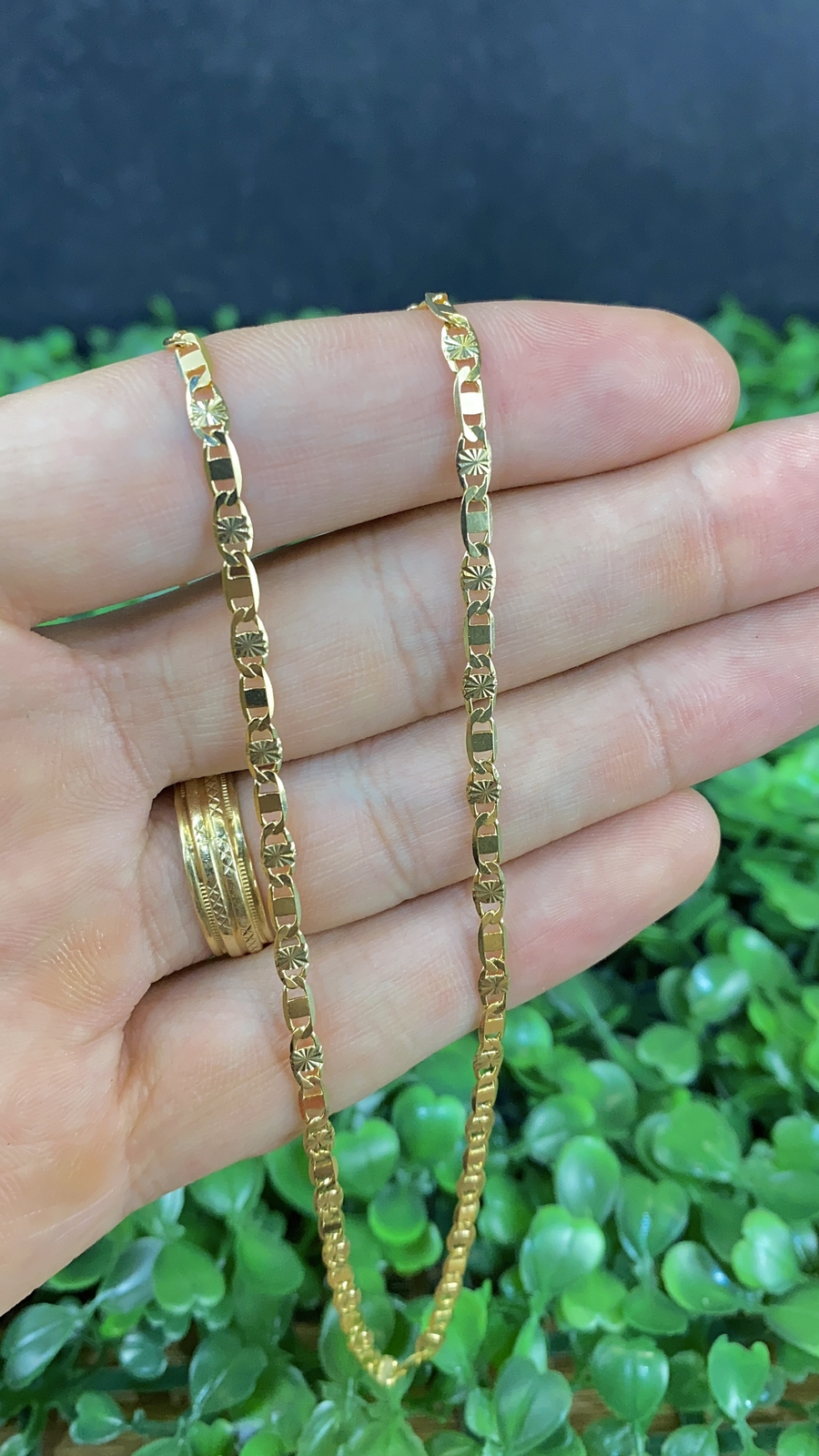 3.2mm Valentino Link Chain Necklace Diamond Cut for Womens Girls Kids Mens Gifts