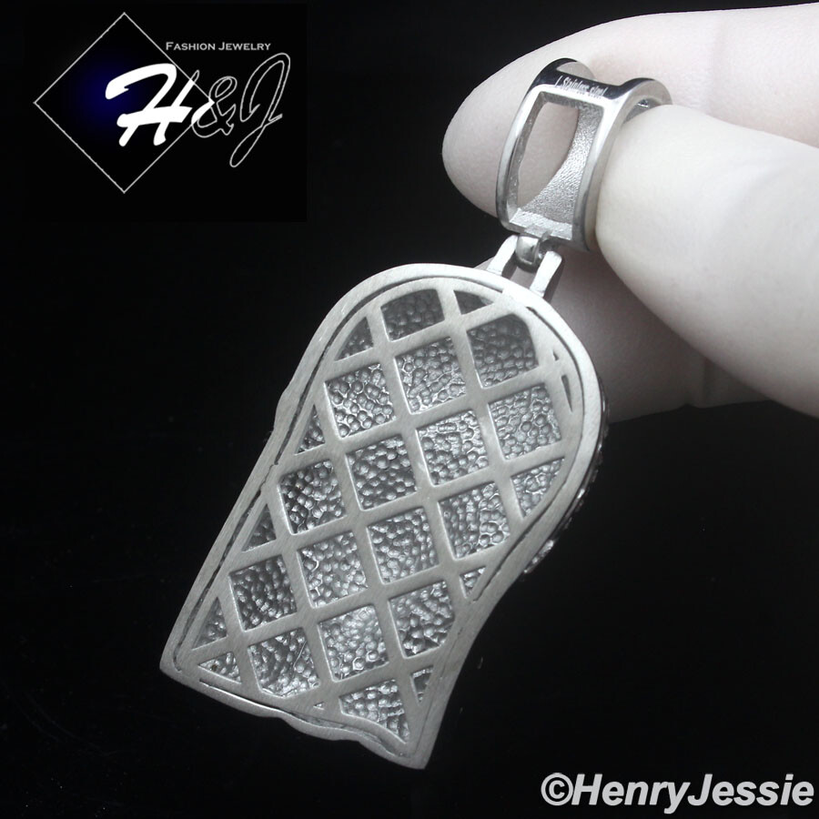 18″-40″MEN Stainless Steel 5mm Silver Box Link Necklace ICY CZ Jesus Pendant*150