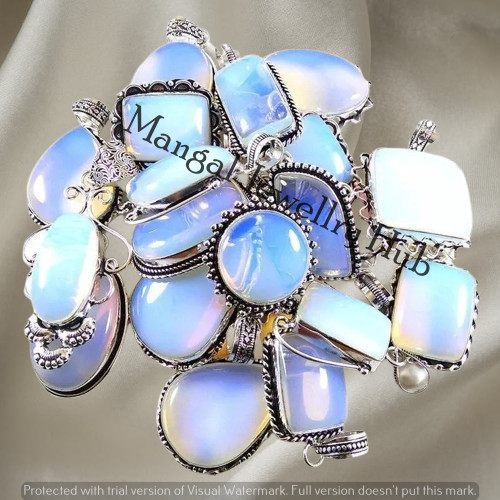 Buy Opalite Gemstone Pendants Lot 925 Sterling Silver Plated Wholesale Jewellery