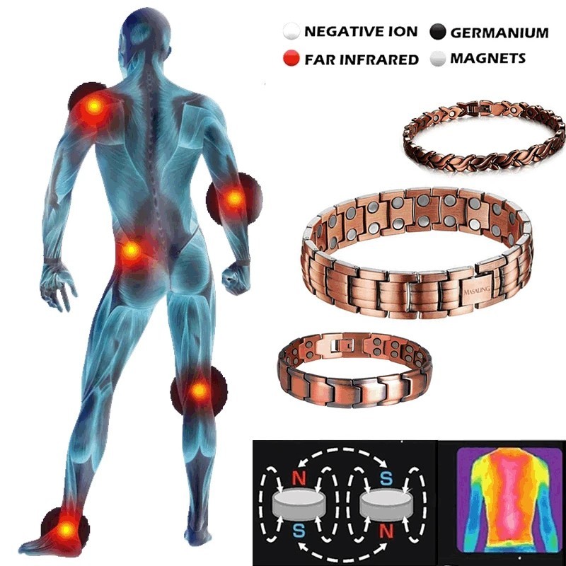 Pulsera magnética de cobre puro para hombres y mujeres Energy Arthritis Pain Va