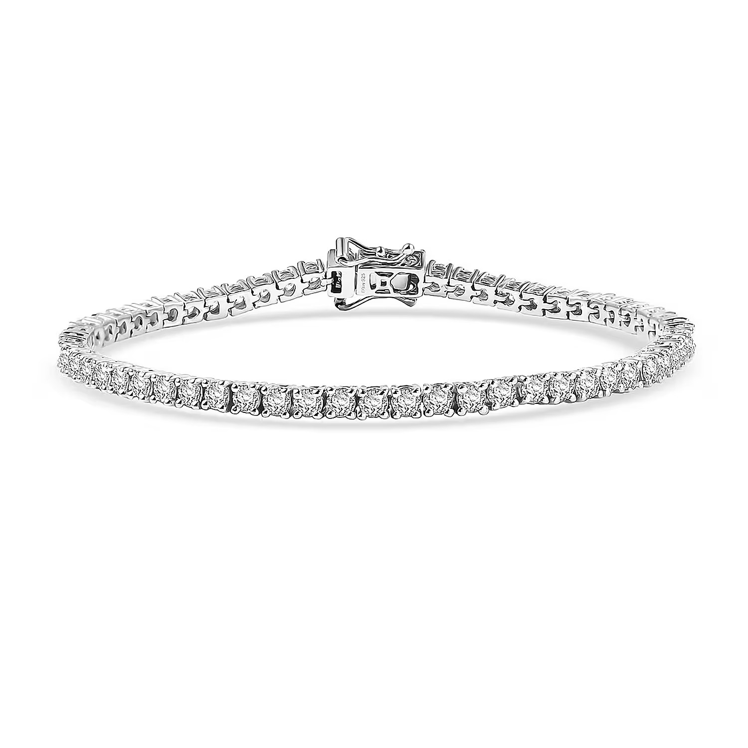 Shop LC Moissanite 6.00 ctw Bracelet in Rhodium Over Sterling Silver 8.00 In