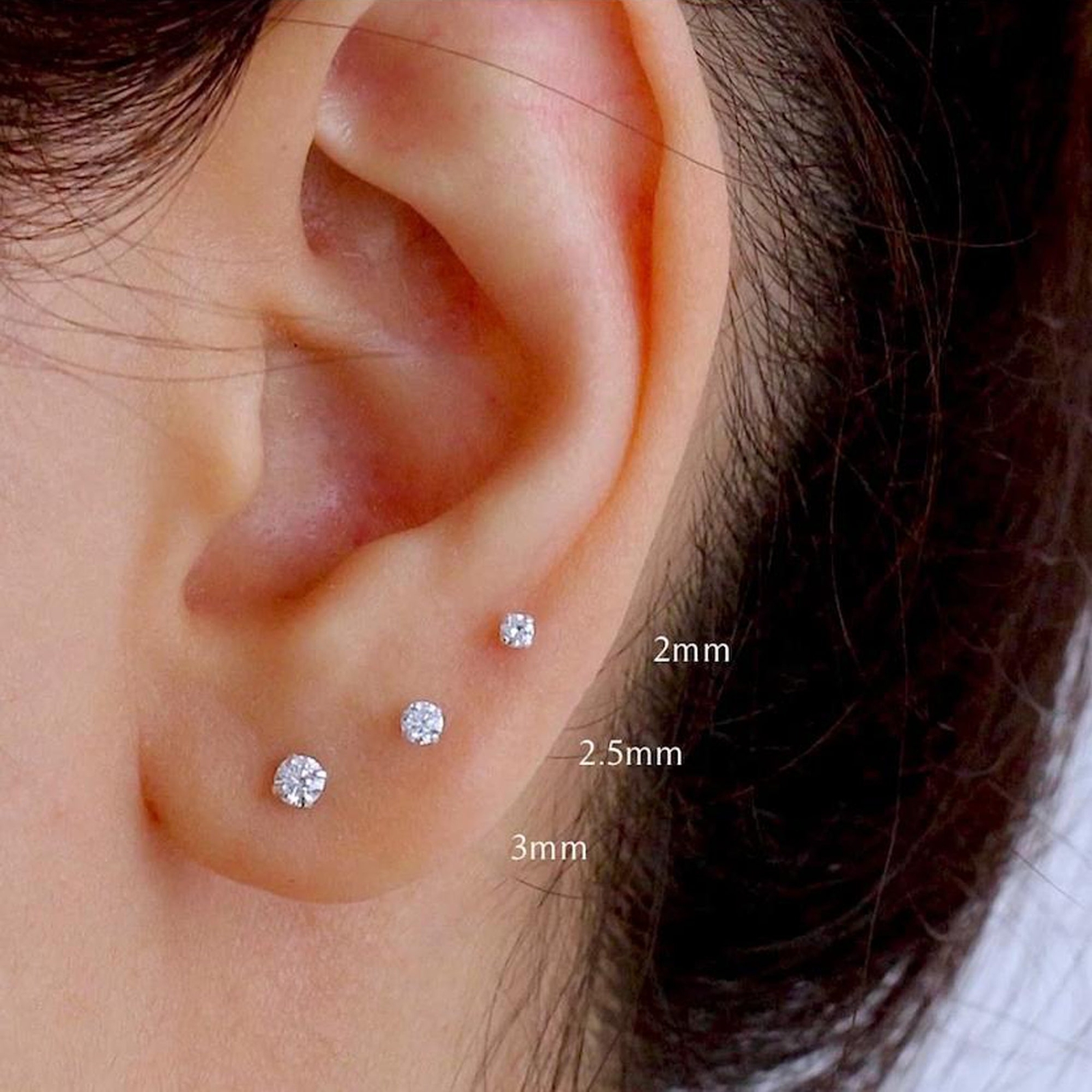 Sterling Silver Rhodium Finish 6mm Round Cubic Zirconia Stud Earring