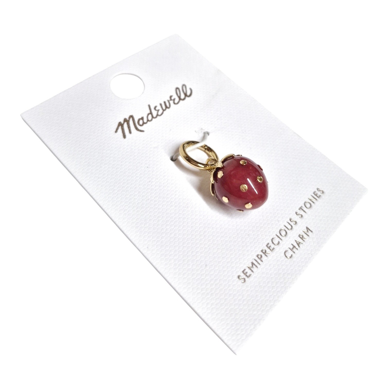 Madewell Semiprecious Strawberry Charm Antique Gold Red Brass Nickel Safe New