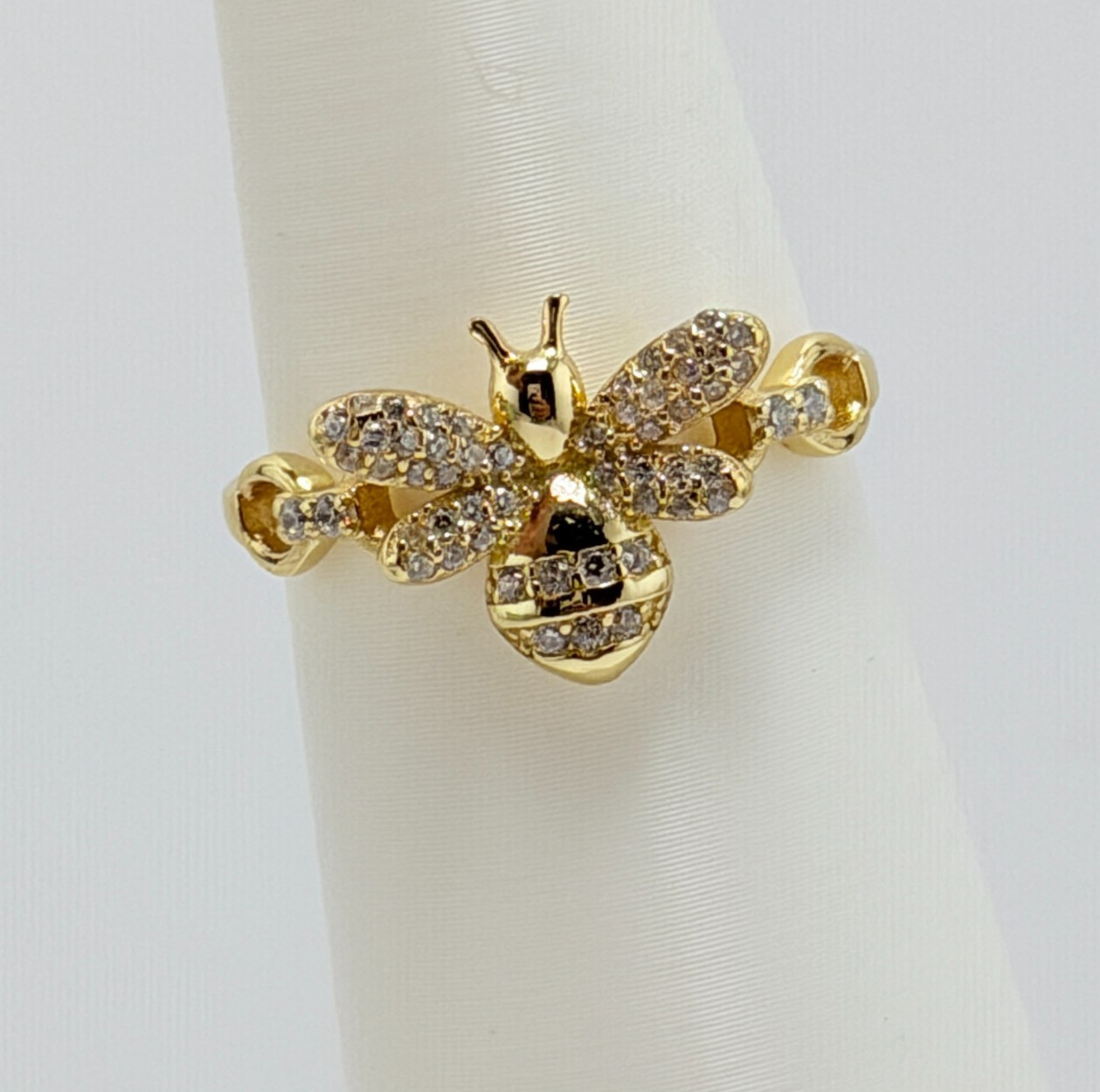 Bomb Party Vermeil Bee Size 7 “All Hail The Queen” .925 Sterling w/ Gold RG77845