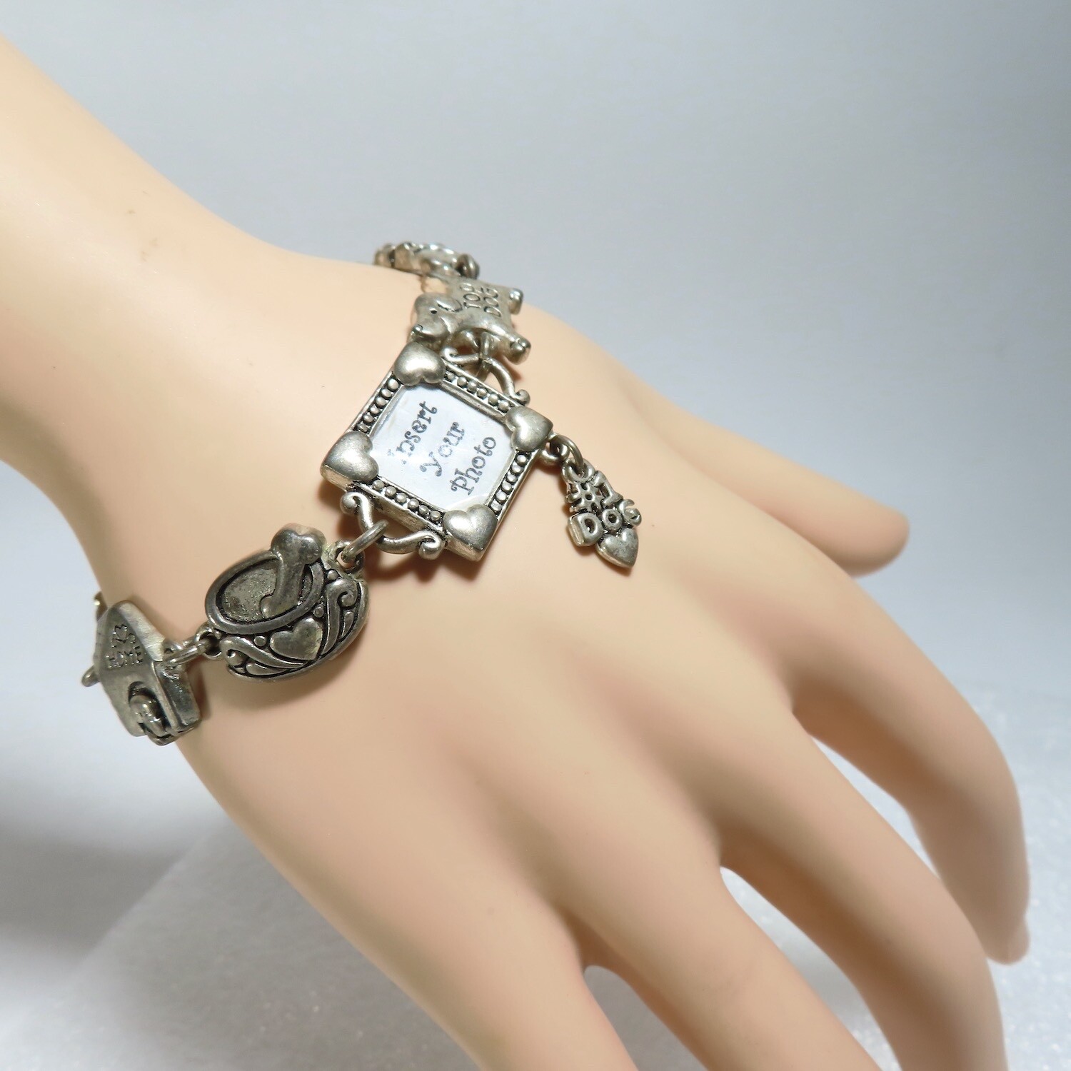 Cookie Lee Dog Photo Bracelet Charm Adjustable Toggle Clasp Silver Plate Dogcore