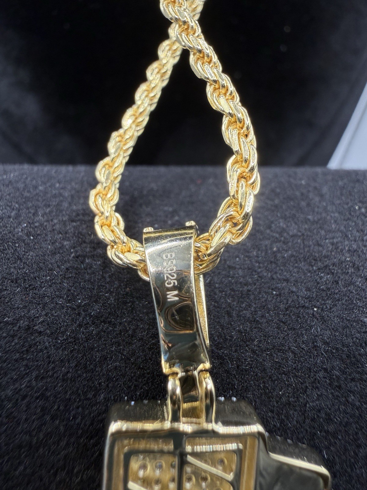 Moissanite Ace Cards Pendant w/ 20” Rope Chain-Gold Over 925 Silver