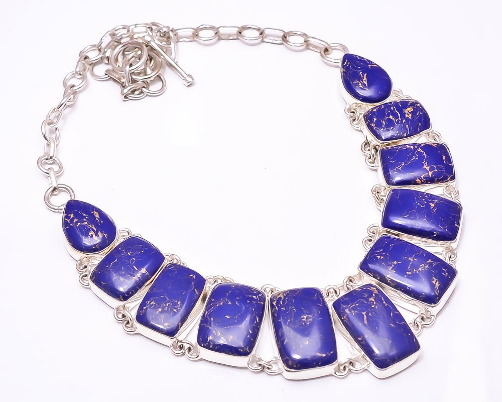 Copper Lapis Lazuli 925 Sterling Silver Bali Necklace 16-17.99″ N6, Christmas