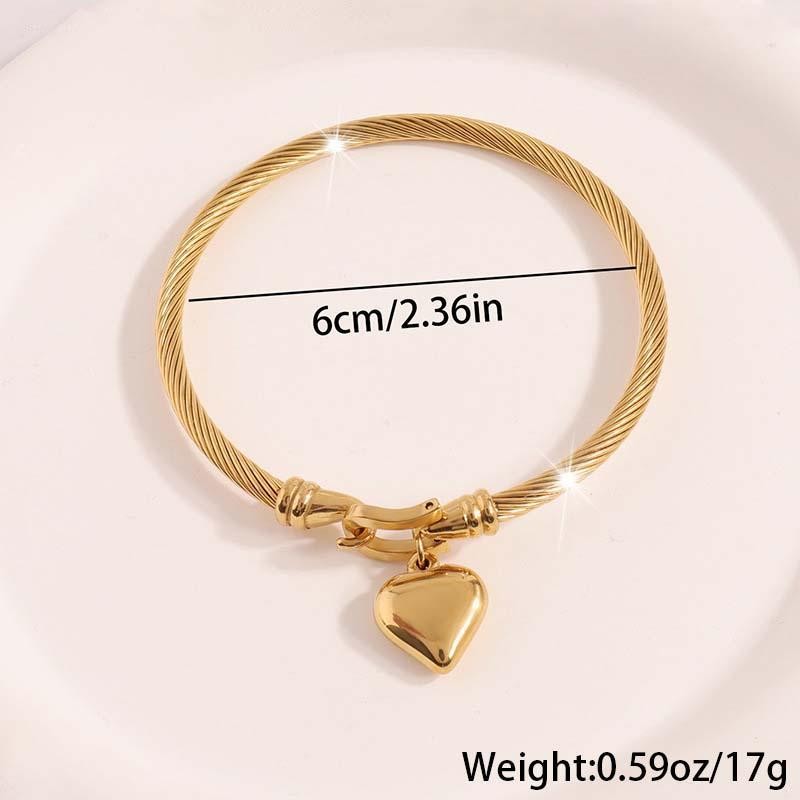 Stainless Steel Gold Heart Bracelet Bangle Waterproof Unisex