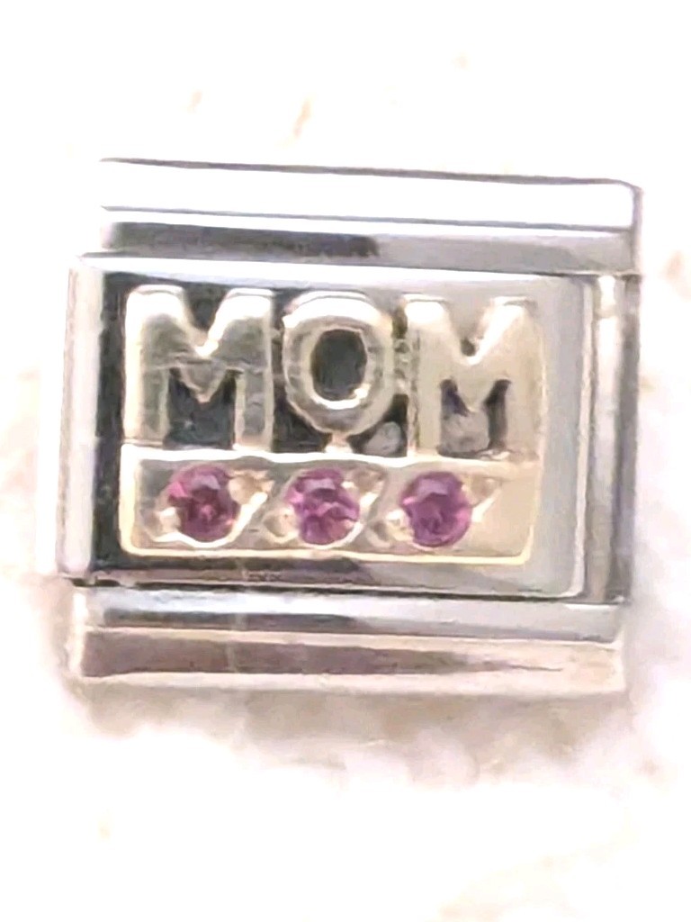 Authentic Enigma Italy Classic Gold MOM w/ Stones Italian Charm 9mm Link A121