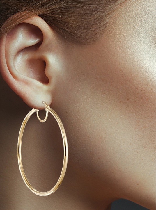 Simone L Smith Sterling Silver Gold Tone High Polished Large Round Hoop Earrings