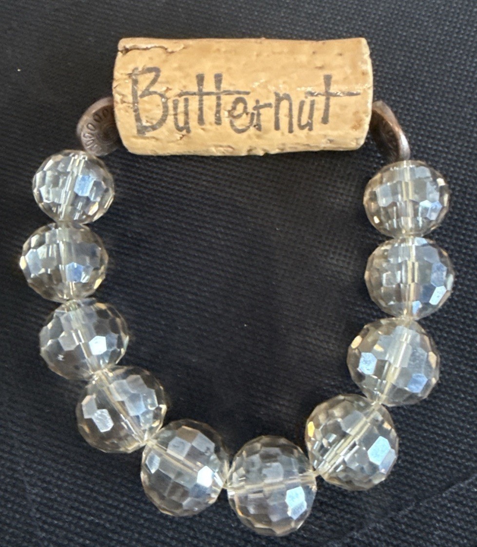 Vintage Wine Cork Clear Crystal Beaded Bracelet Rare Handmade