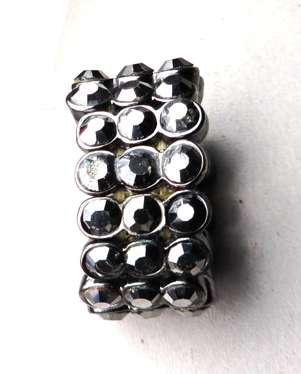Black Crystal Pave Stretch Dome Ring Elastic Adjustable Costume
