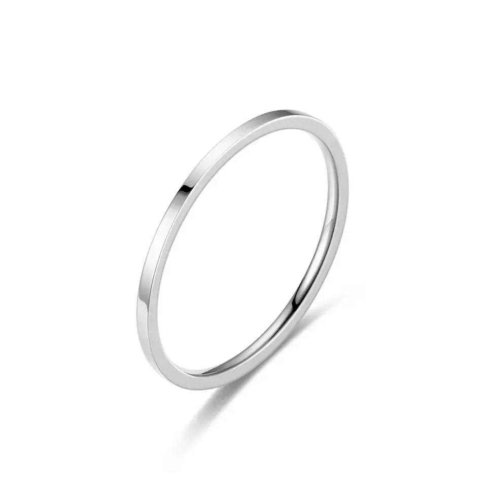 1mm Thin Plain Silver Gold Plated Stainless Steel Wedding Ring Band R59