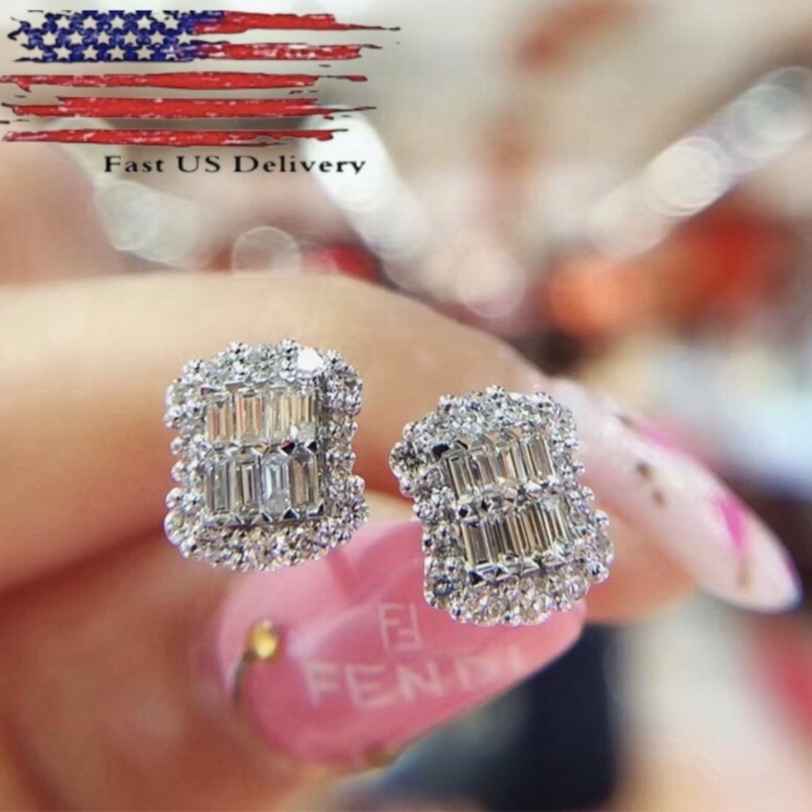 Romantic Women Earring Cubic Zirconia Jewelry Silver Plated Earrings A50