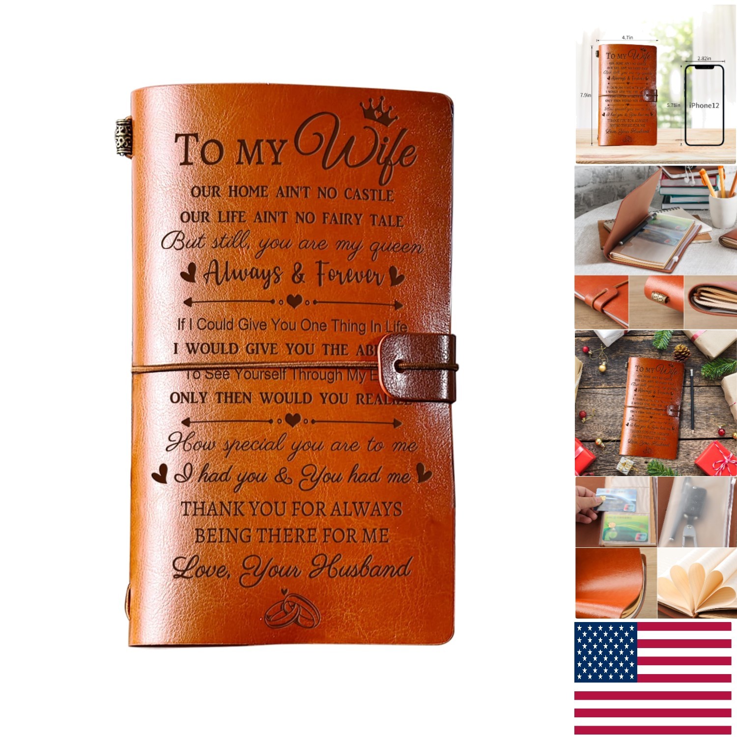 Stylish Beige Leather Journal – 140 Pages Refillable Gift for Special Occasions