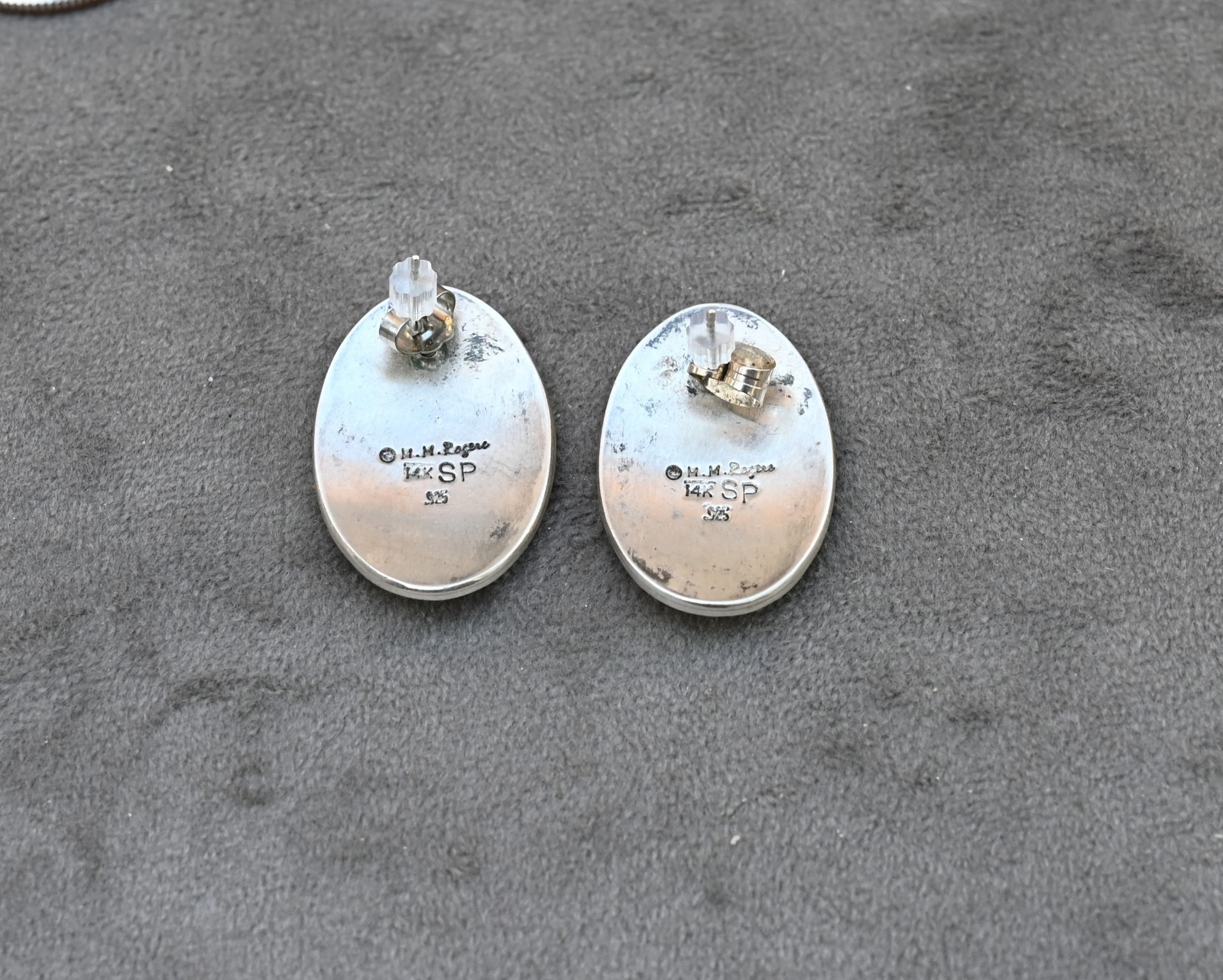 M.M Rogers Native American 14k Gold & Sterling Silver Earrings 9.8 grams 1 1/8″