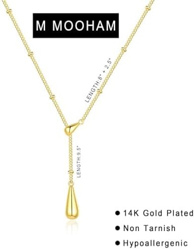 M MOOHAM Gold Necklace for Women Non Tarnish – Dainty 14K Gold Plated Beaded …