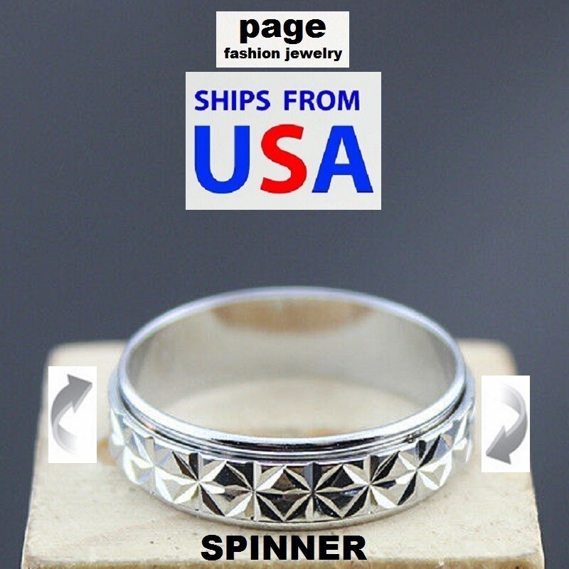 Silver “Spinner” Band Fashion Design Ring Stainless Steel Jewelry Size 6-11 #2