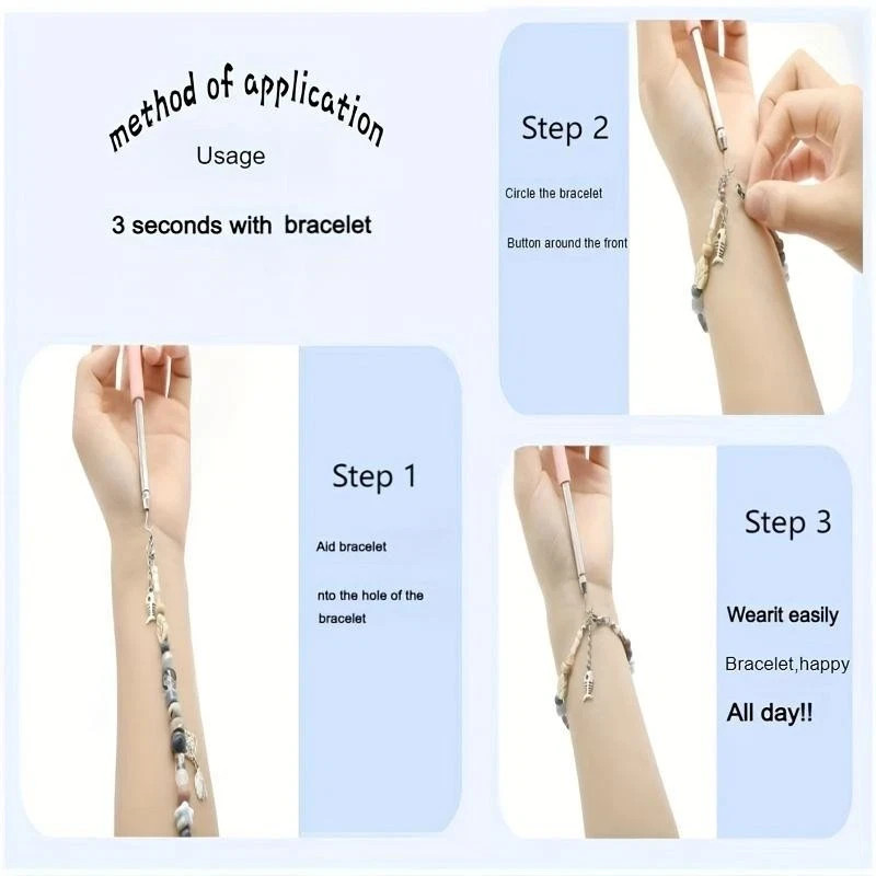 Bracelet Helper Tool Jewelry Fastening Aid for Easy Hook Clasp Tie & Zipper Use