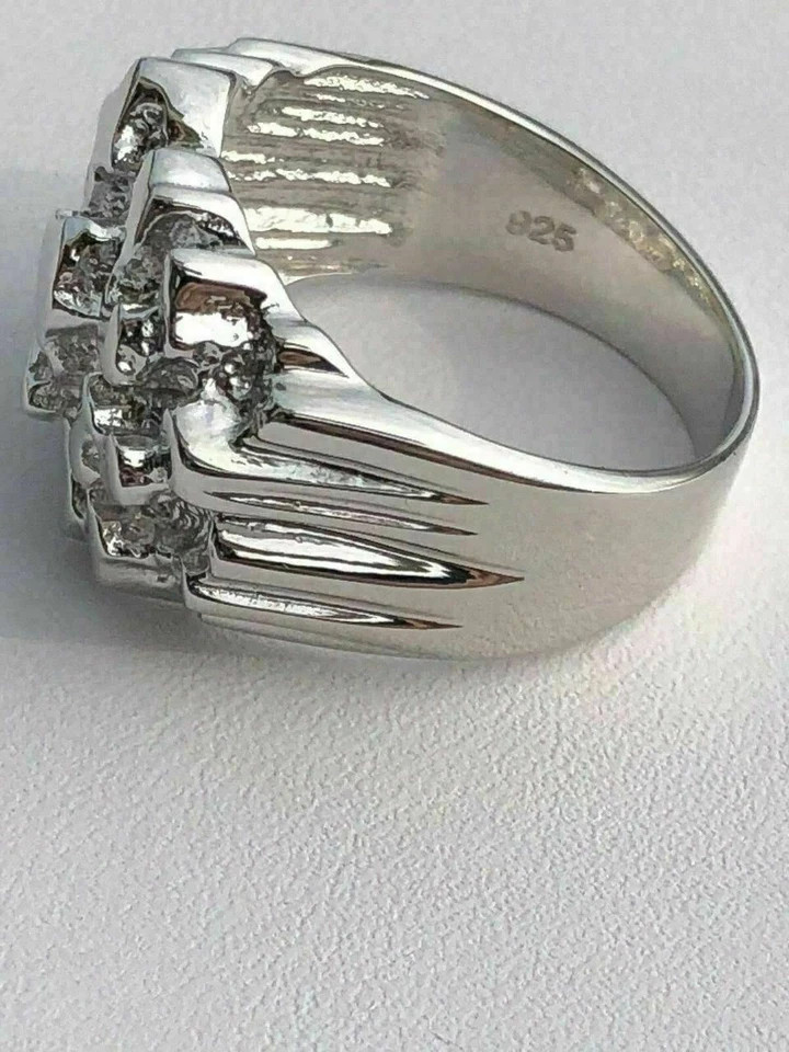 Men’s REAL Solid 925 Sterling Silver Heavy Nugget Ring Plain Heavy Pinky Hip Hop
