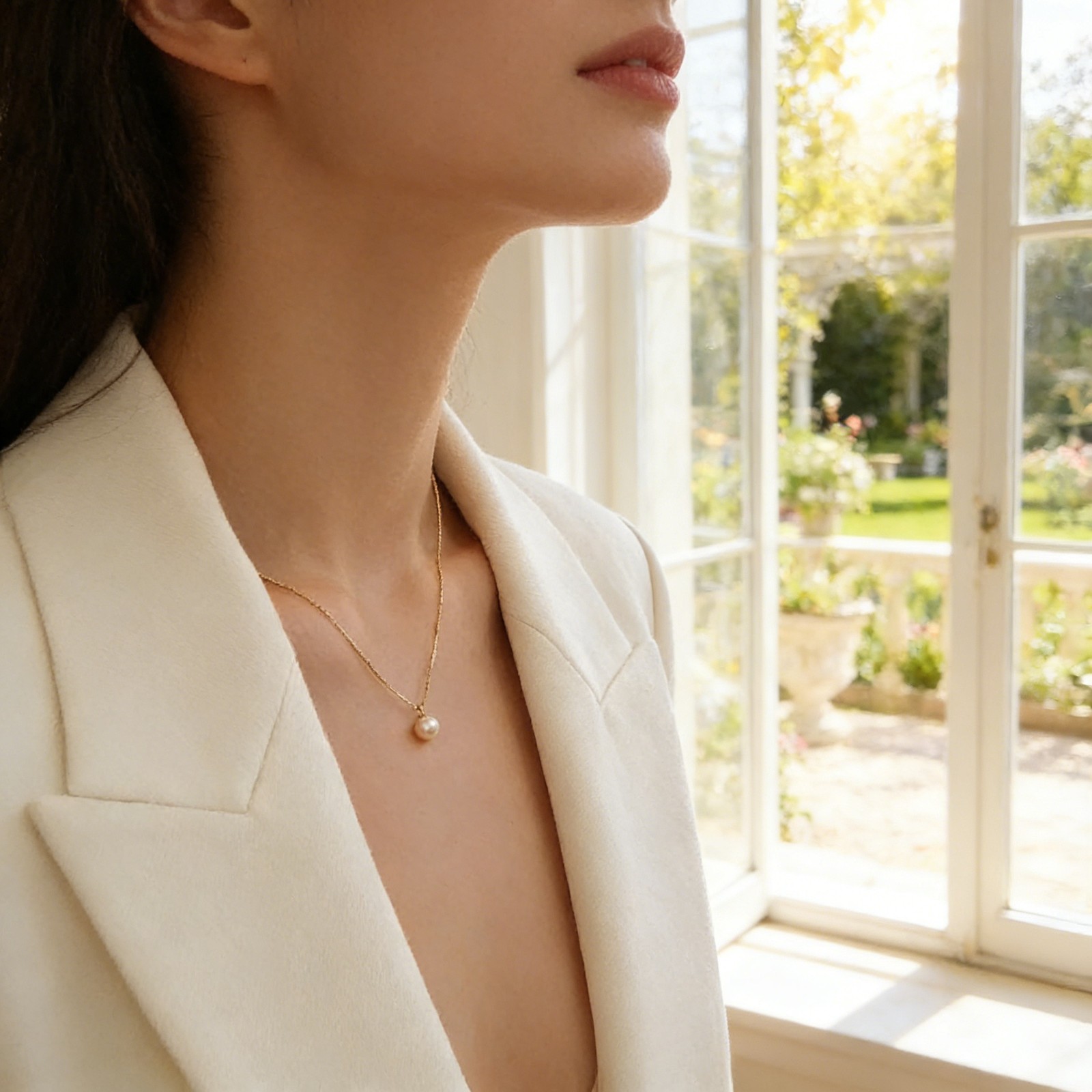 Gold Imitation Pearl Necklace Elegant Sophisticated Alloy Choker Women Jewelry