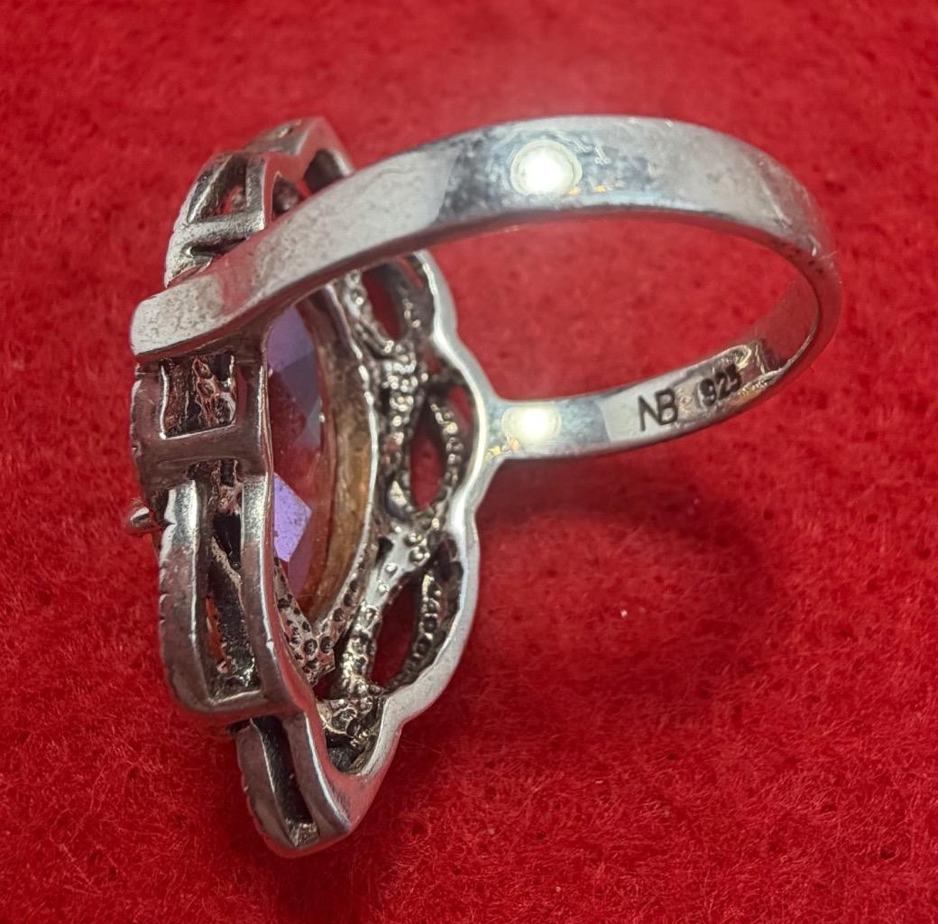 Nicky Butler Spessartine Garnet Designer 925 Sterling Silver NB Ring Size 8.5