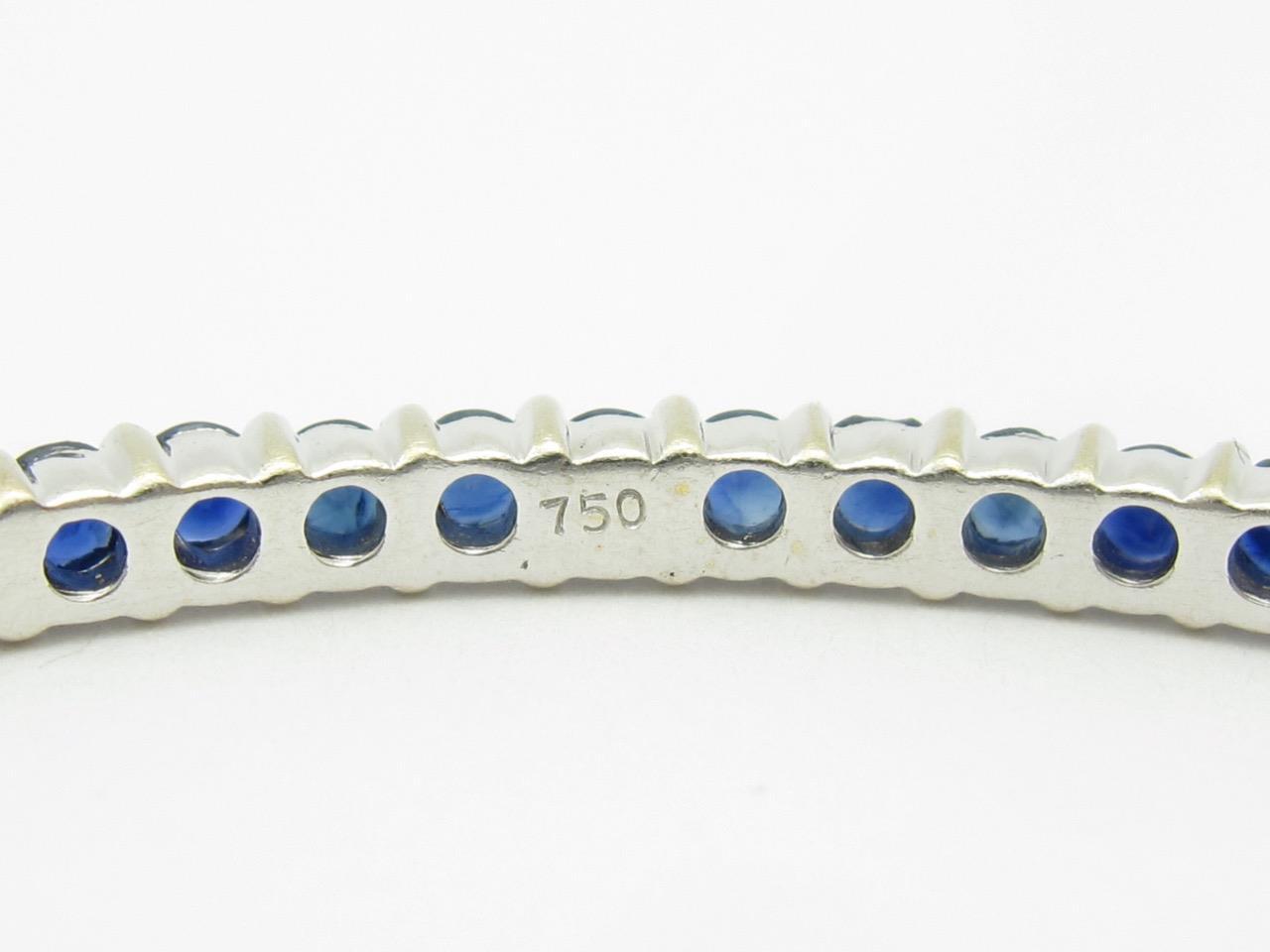 18k White Gold Blue Sapphire Eternity Bangle Bracelet 9.02ct tw 15.2 Gr 3.46mm W