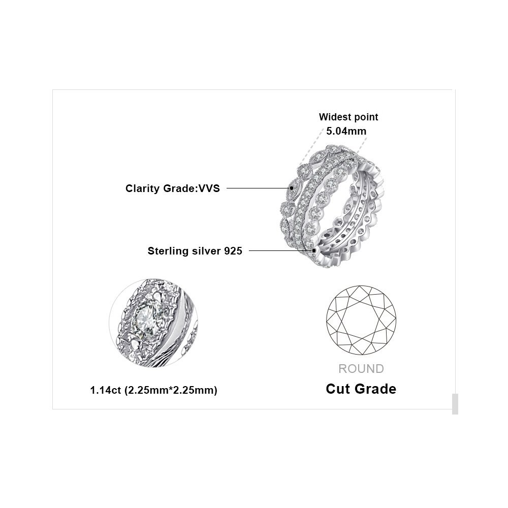 14K Gold Plated Sterling Silver Rings for Women, Cubic Zirconia Stackable Weddin