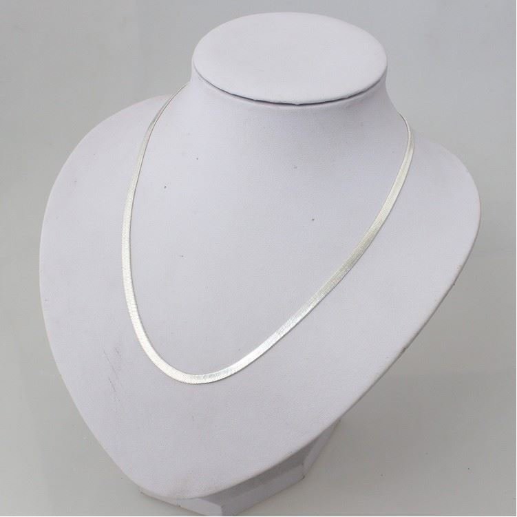 Genuine 18K White Gold Filled Tarnish-Resist 16″ 4 mm Flat Snake Chain Necklace
