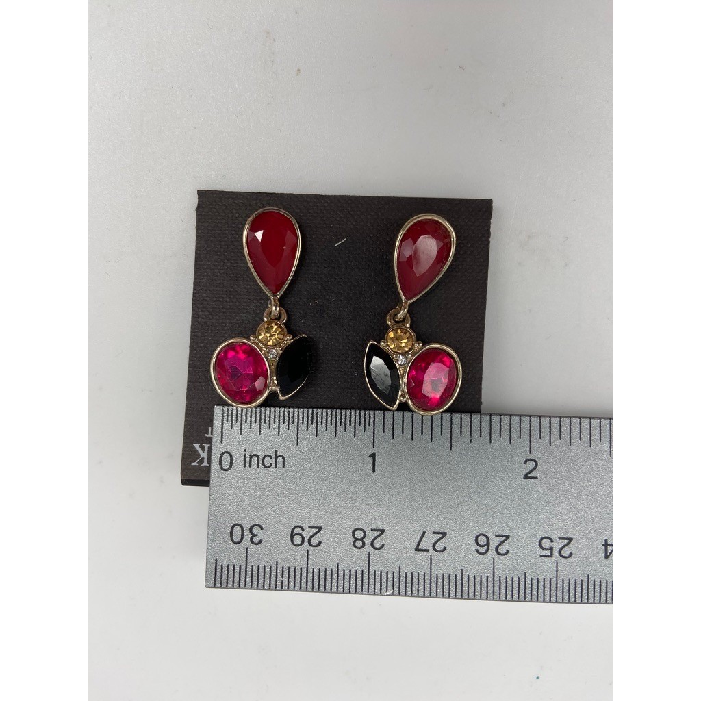 White House Black Market Earrings Red Pink Black Statement Drop 570089533 Gold