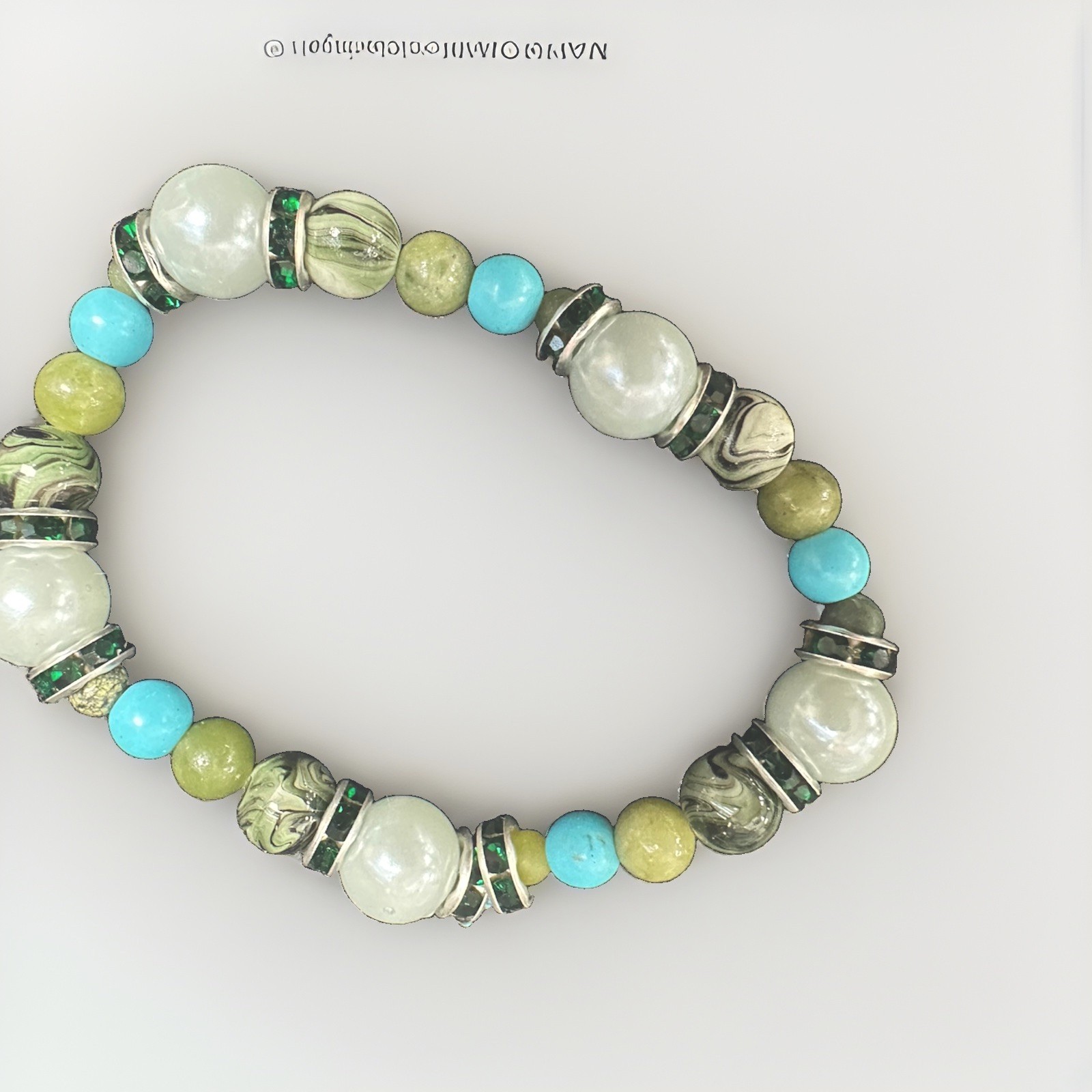 Multicolor Beaded Charm Bracelet Stretch w/ Lobster Clasp Dangle Accents