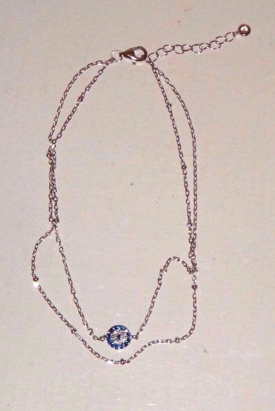 ISABELLA M. Women’s Sterling Silver EVIL EYE Double Chain Bracelet MADE IN ITALY