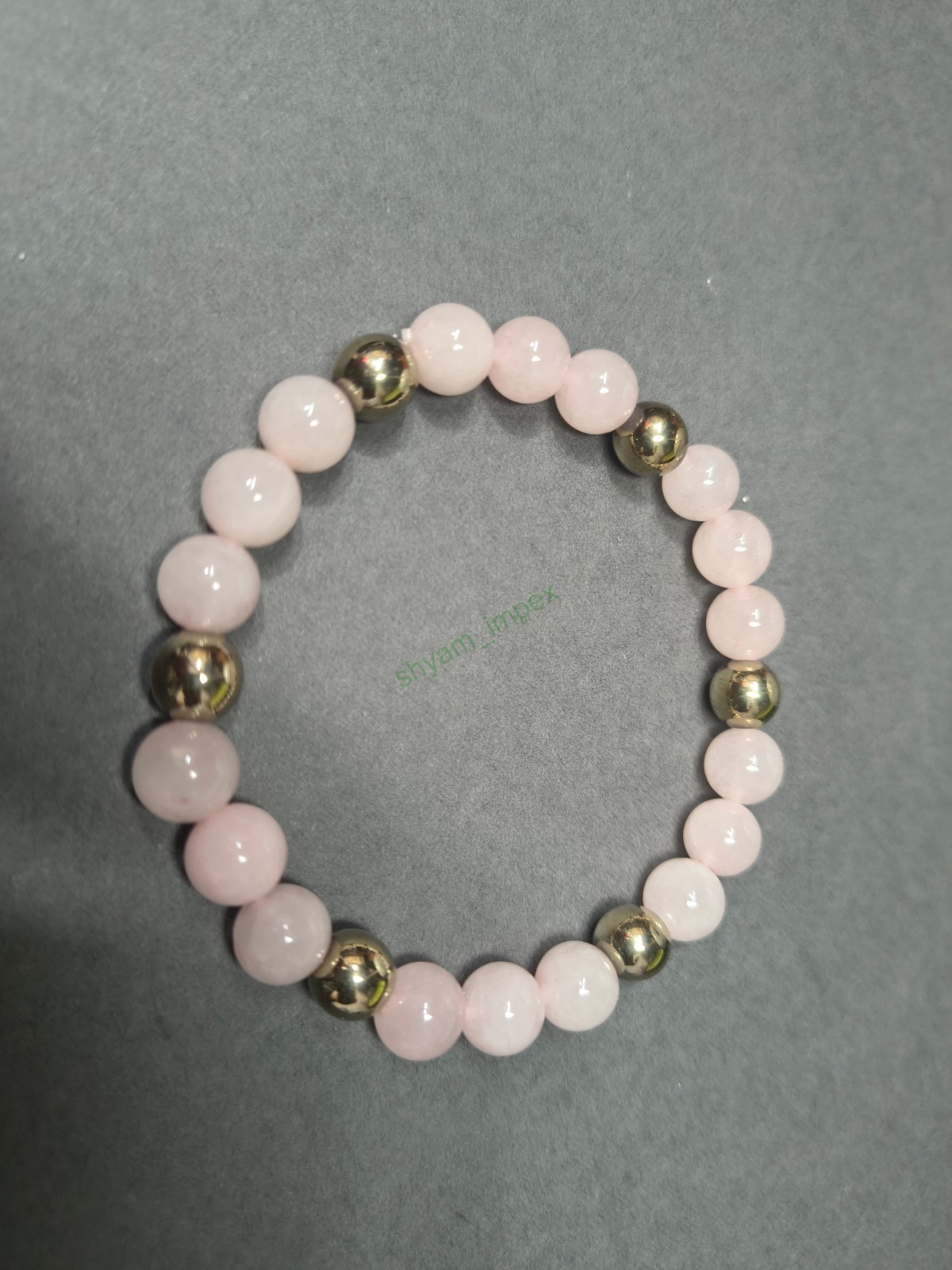 Rose Quartz & Hematite Beaded Stretch Bracelet Healing Crystal Love Stone