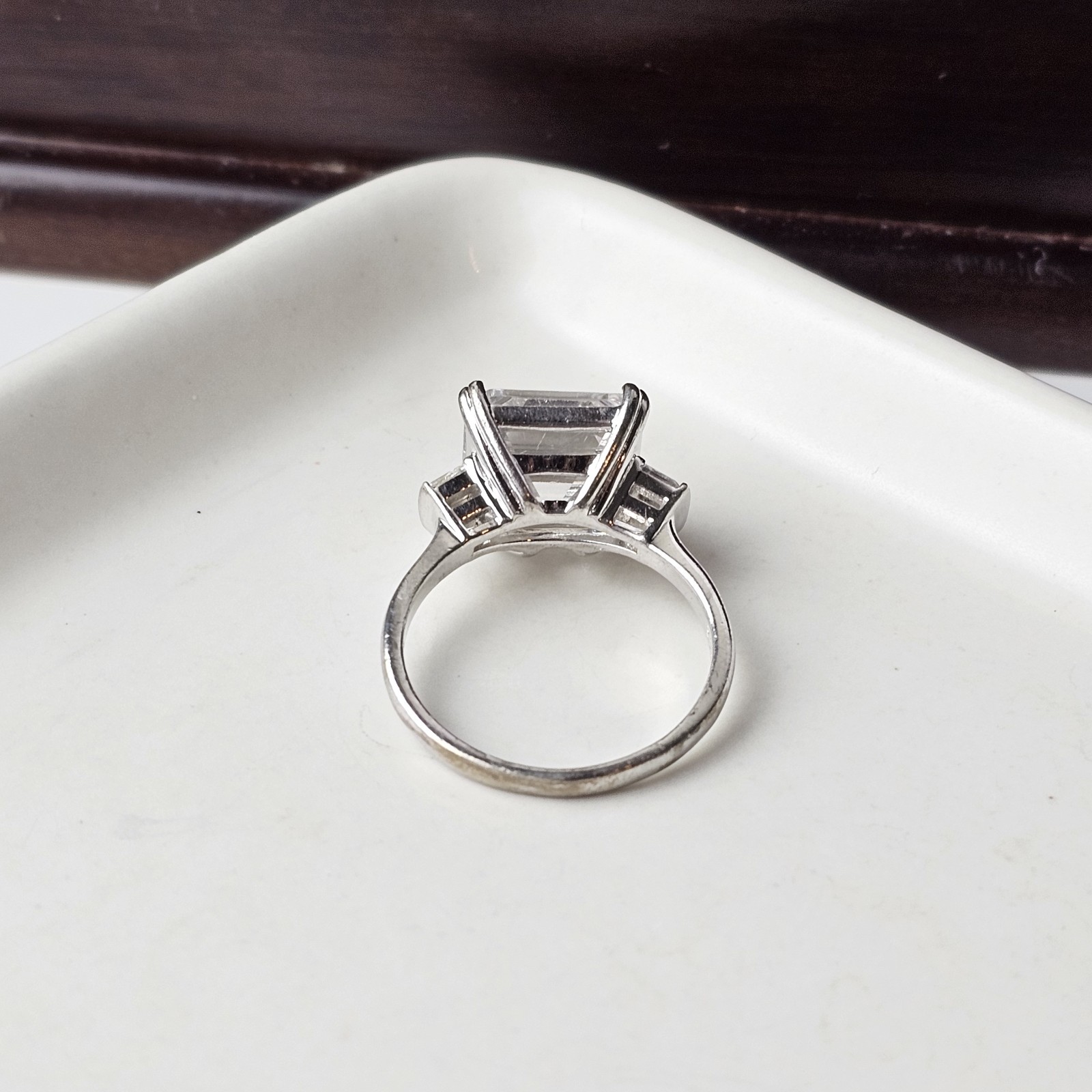BGE 925 Sterling Silver Asscher Cut Simulated Diamond Ring Size 9.5 – 6.79g