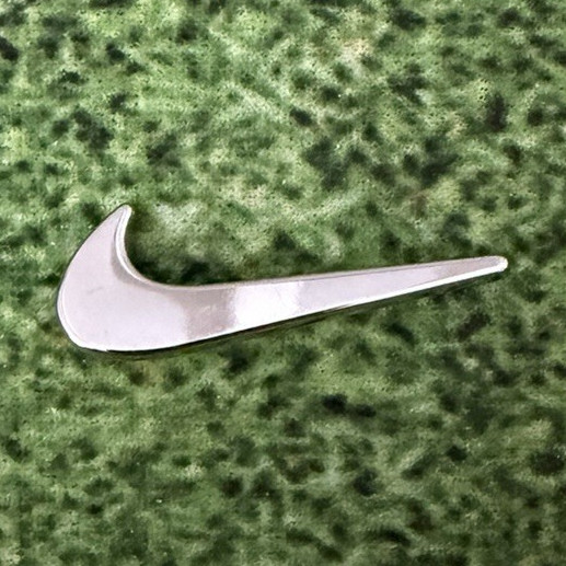 Nike Swoosh Logo Pin Silver Tone Metal Lapel Pin, Swoosh Shape
