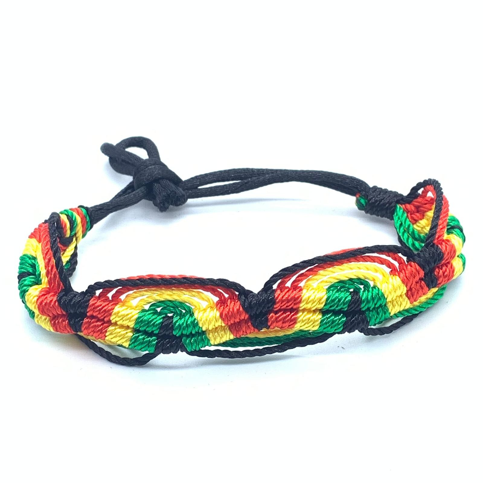 Leaf Rasta Hippie Braided Rope Handmade Macramé Cord Bracelets RASTAFARI 7-11in