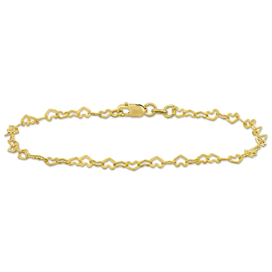 Amour 3mm Heart Link Anklet in 14k Gold – 9 in.