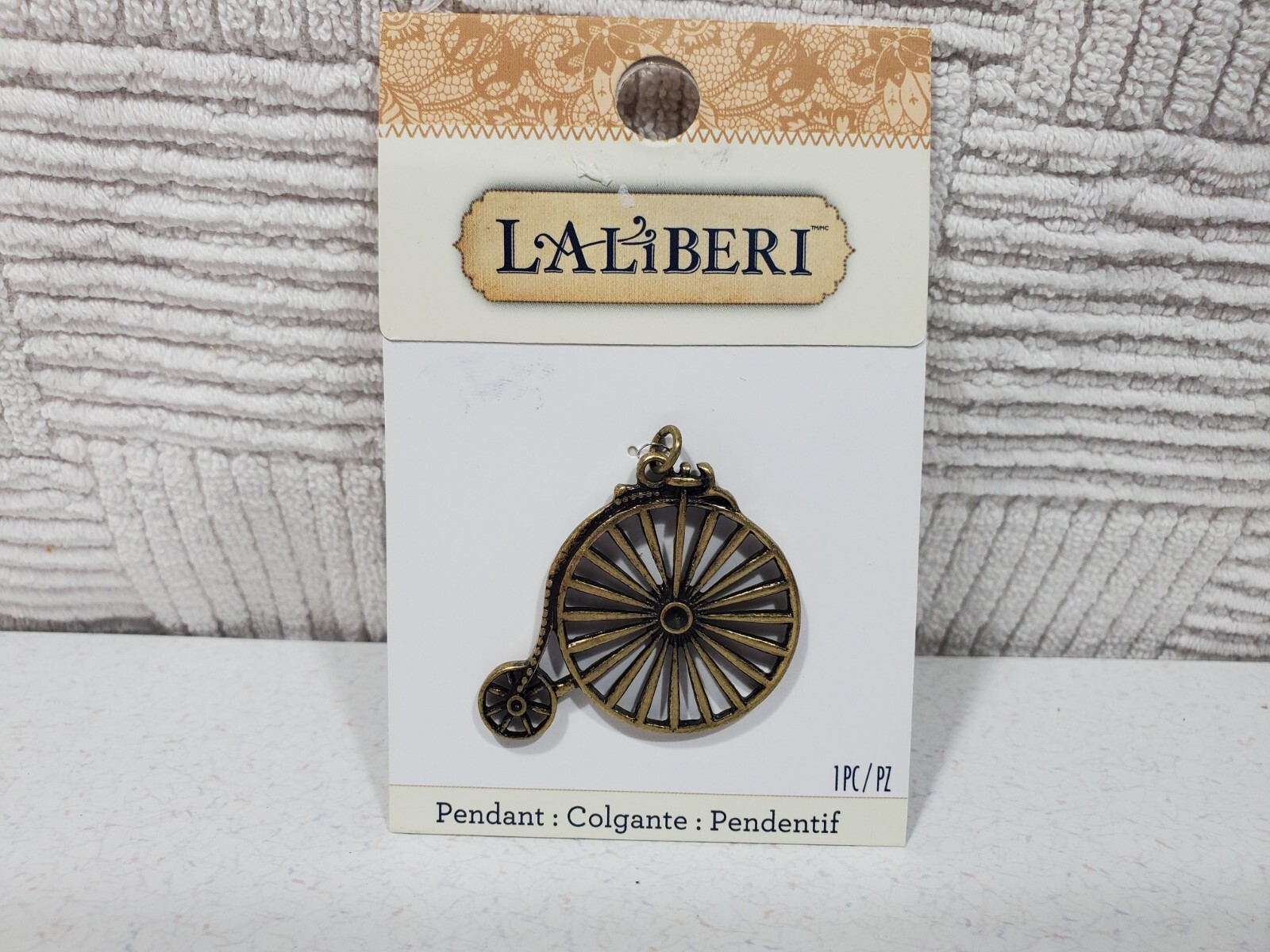 Lot Of 3 Laliberi Bicycle Pendant Charm Antique 1.25″x1.5″ Gold-Tone Metal Bike