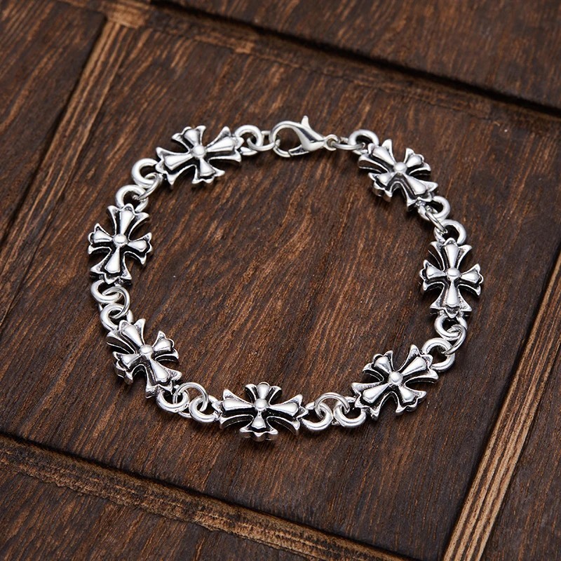 Gothic Cross Floral Bracelet Unisex Zinc Alloy Chain Link Fashion Jewellery