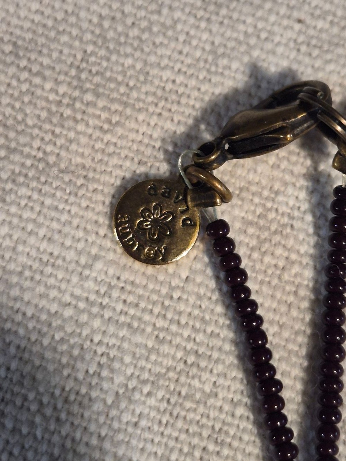 David Aubrey Vintage Inspired Beaded Bronze Filigree Drop Necklace