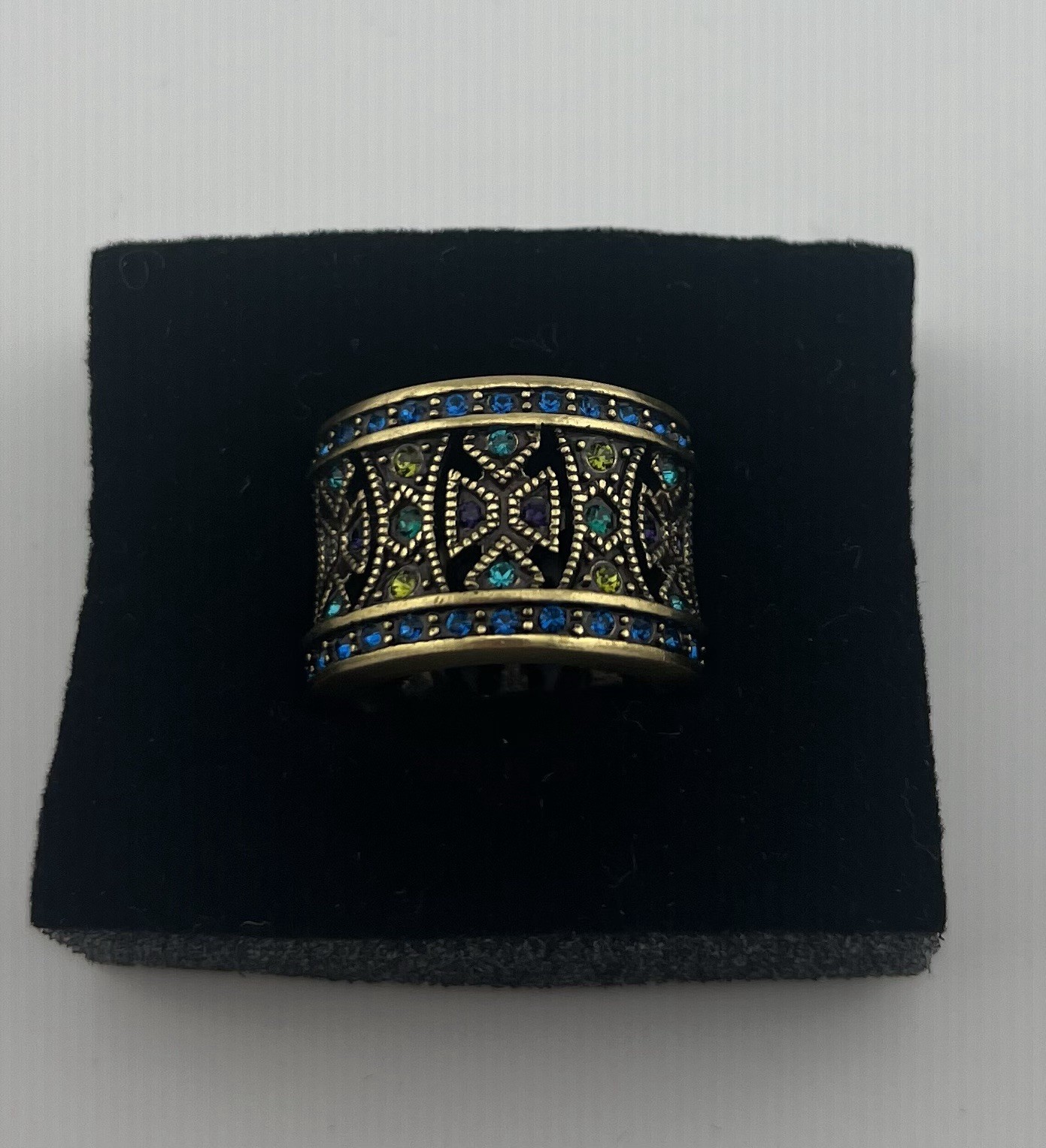 Heidi Daus Blue, Yellow, Purple, And Green Size 8 Ring