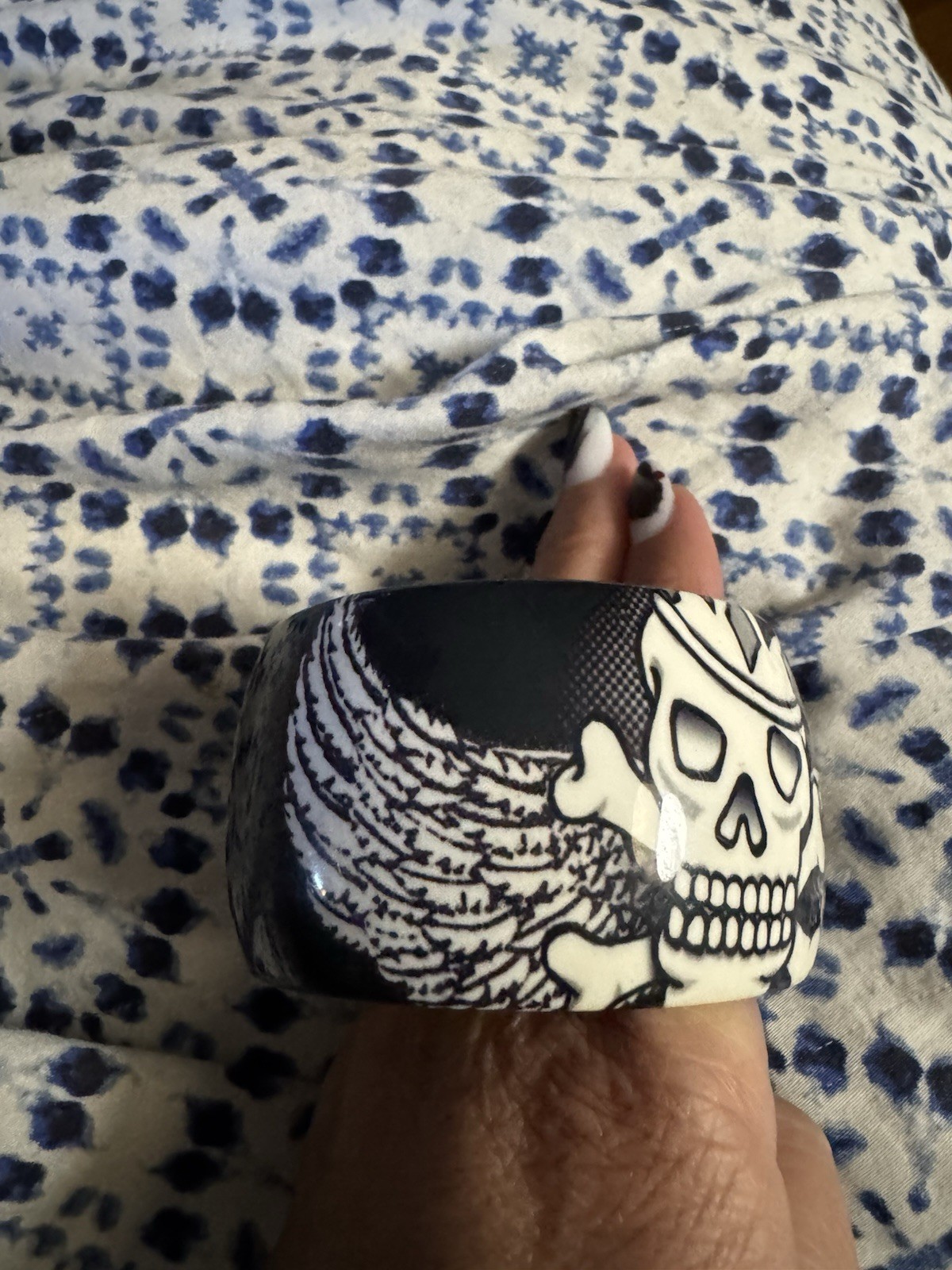 Jessica Kagan Cushman (JKC) Skull & Wings Resin Cuff Bracelet – Vintage