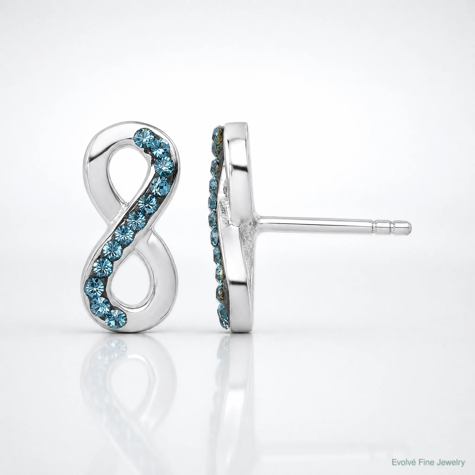 Sterling Silver Rhodium-Plated Polished Crystal Eternity Post Earrings