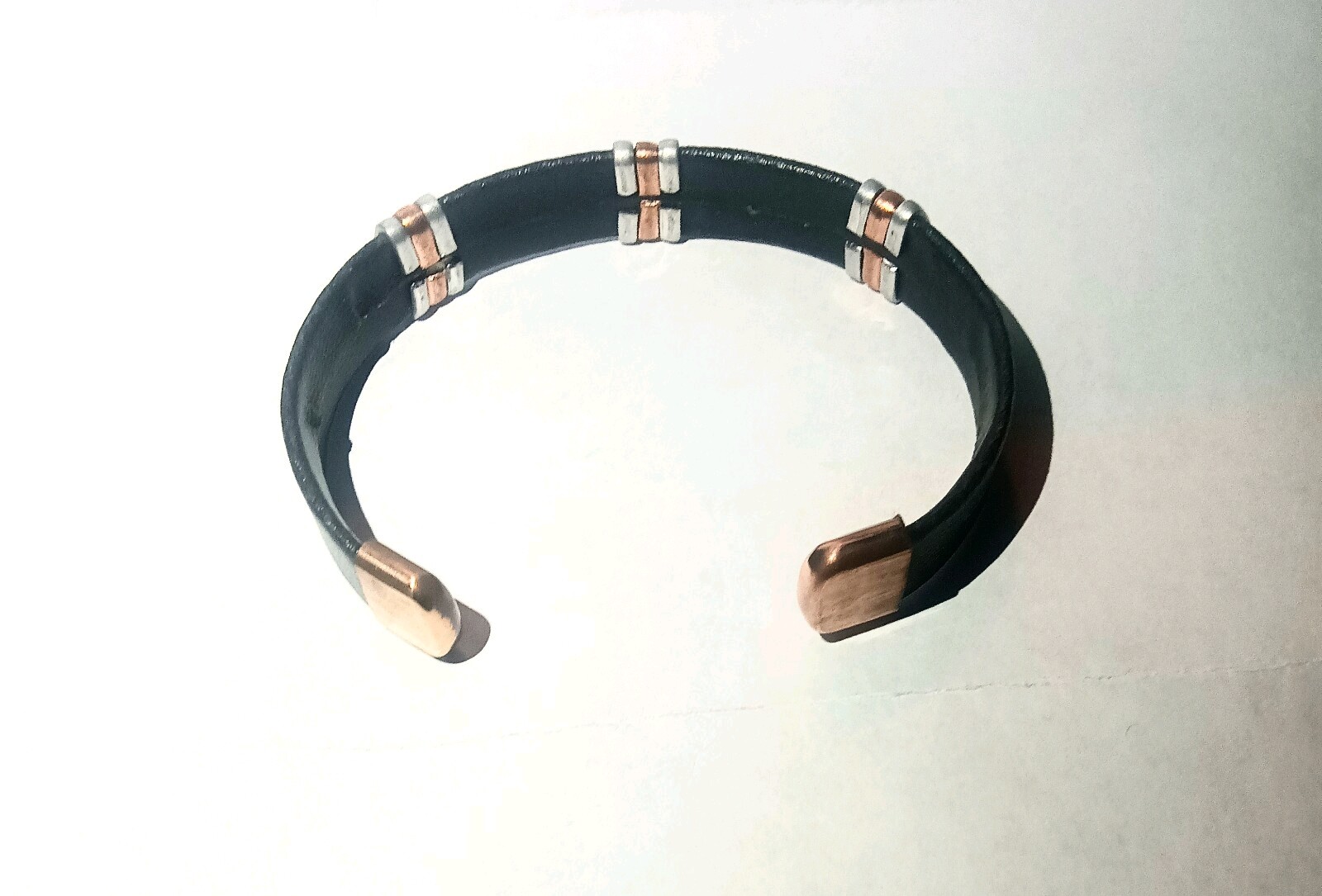 Pure Copper Leather Wrapped Magnetic Bracelet Men Women Pain Jewelry